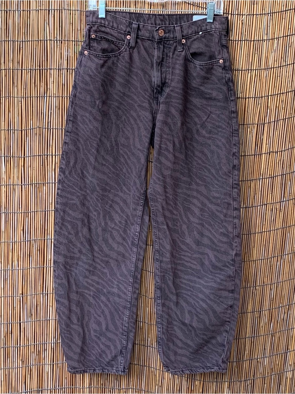 Gap Barrel High Rise Jeans Brown zebra print